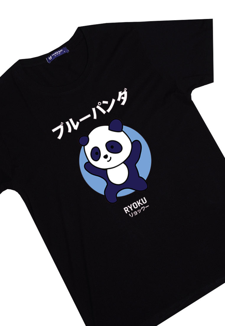 Third Day MTM77 kaos anime panda tulisan jepang pria instacool hitam