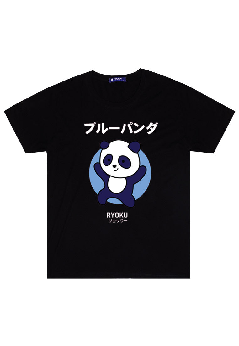 Third Day MTM77 kaos anime panda tulisan jepang pria instacool hitam