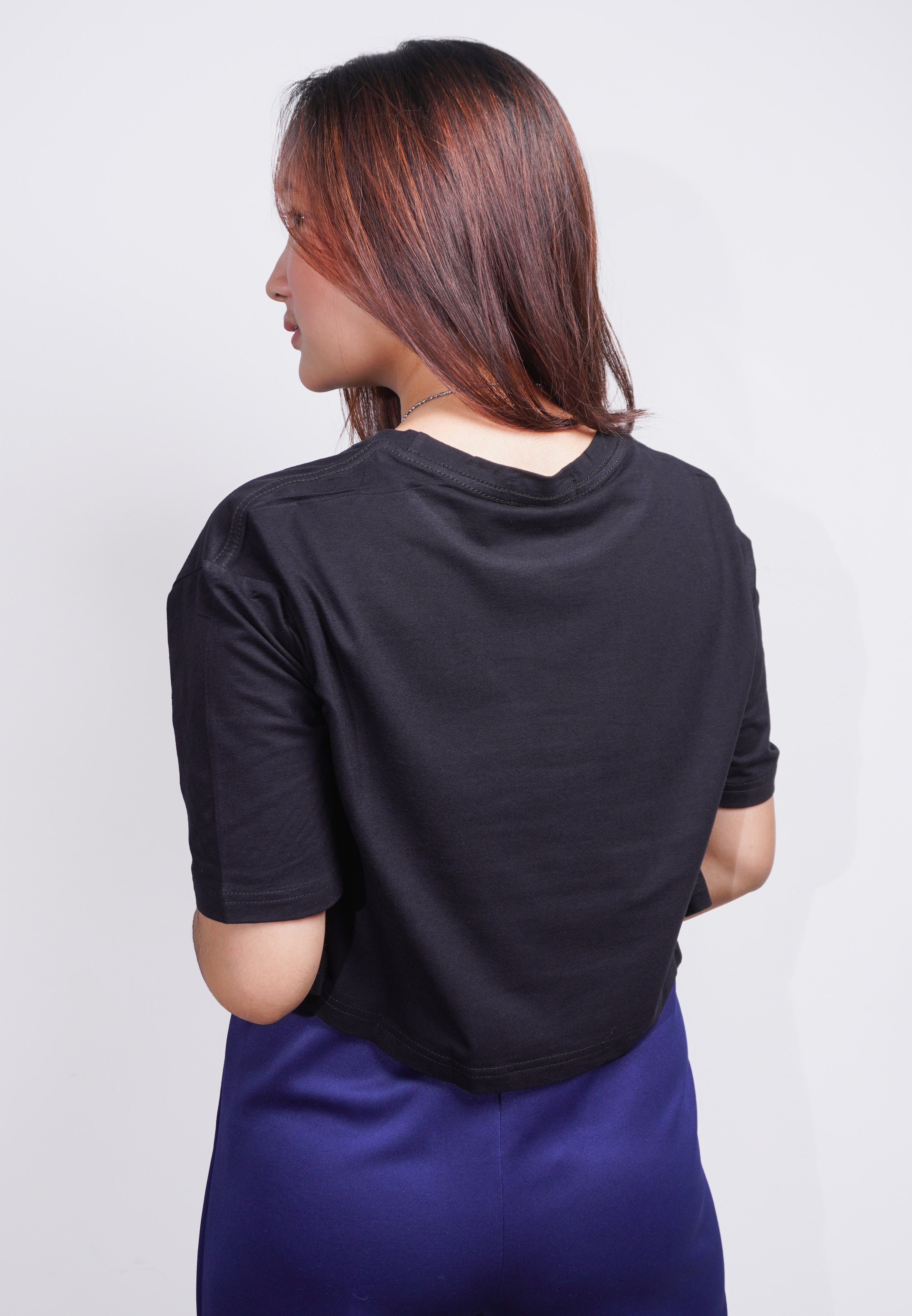 TDLA LTE53 kaos crop oversize OLC wanita bumi earth biru positive vibes hitam