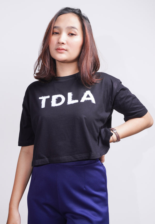 TDLA LTE54 kaos crop oversize OLC wanita air brush spray TDLA hitam