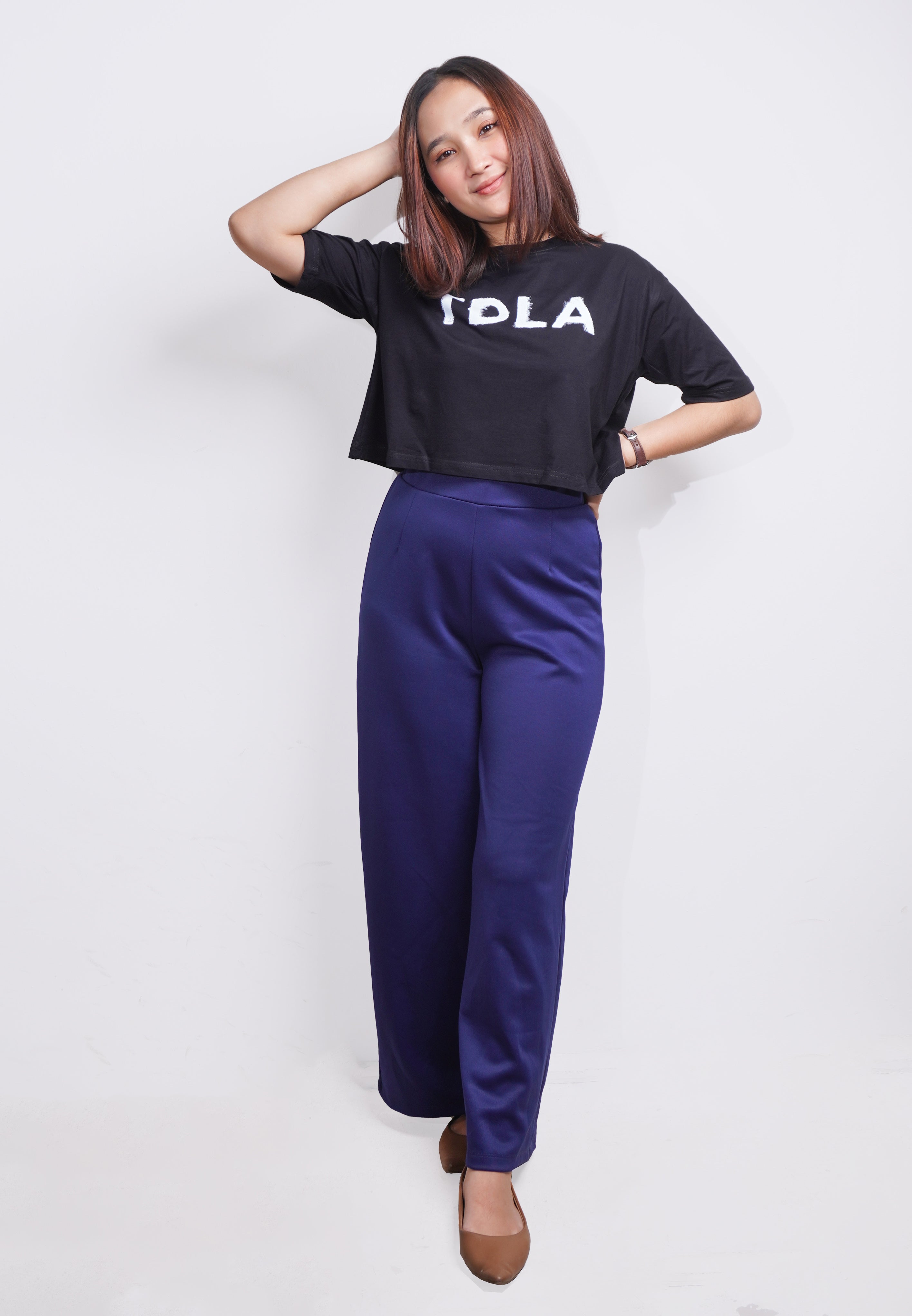 TDLA LTE54 kaos crop oversize OLC wanita air brush spray TDLA hitam