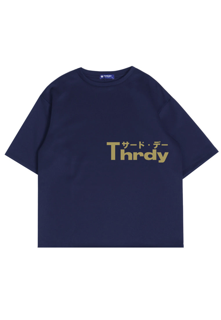 Third Day MTM85 Kaos Oversize scuba tebal Distro Pria THRDY katakana Belly Navy