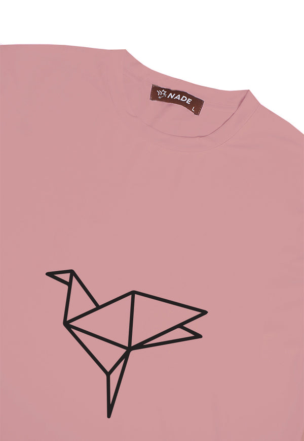 Nade FTA80 kaos anti kusut spandex burung origami pink nude