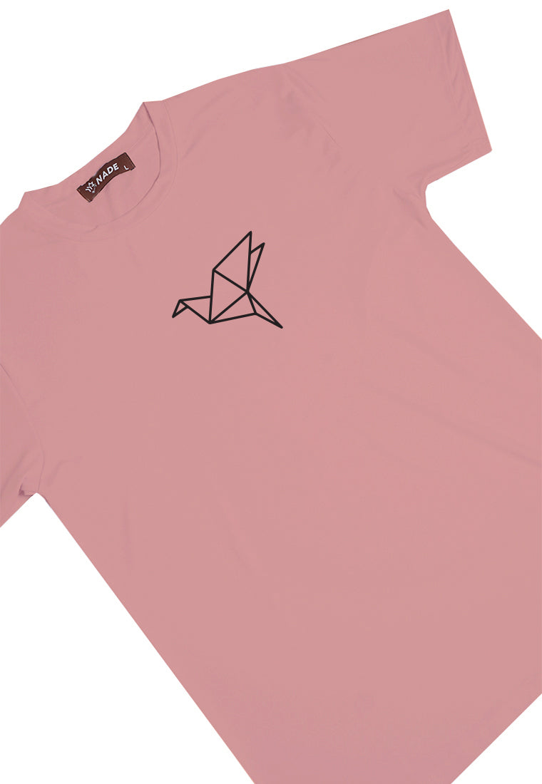 Nade FTA80 kaos anti kusut spandex burung origami pink nude