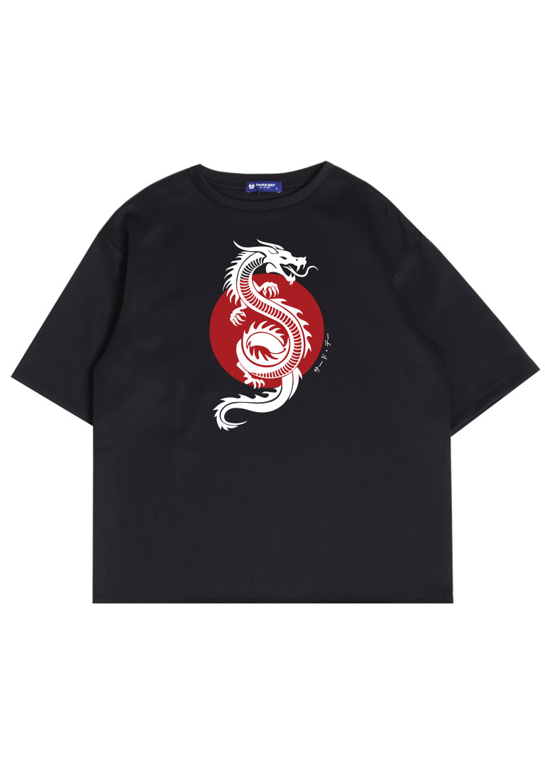 Third Day MTM89 kaos oversize tebal scuba dragon putih jepang naga hitam