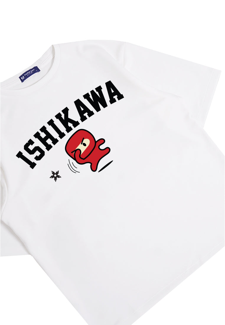 Third Day MTN09 kaos oversize tebal scuba anime komik kartun ishikawa ninja shurikan putih