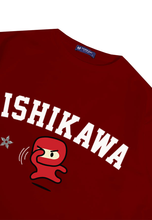 Third Day MTN10 kaos oversize tebal scuba anime komik kartun ishikawa ninja shurikan maroon