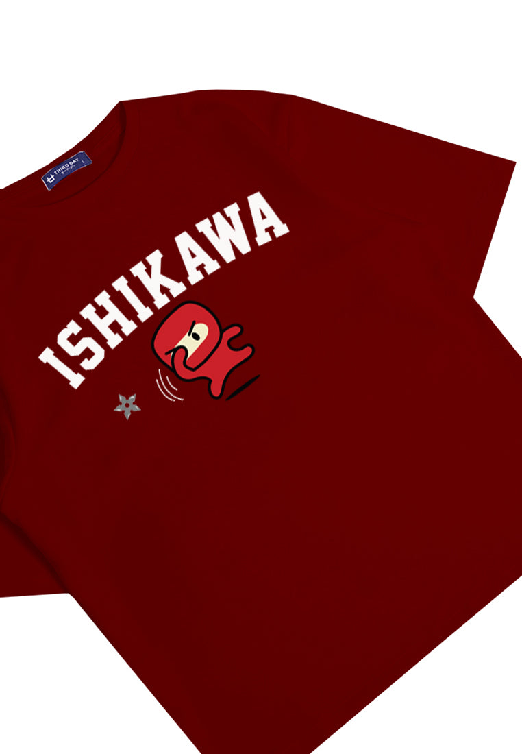 Third Day MTN10 kaos oversize tebal scuba anime komik kartun ishikawa ninja shurikan maroon
