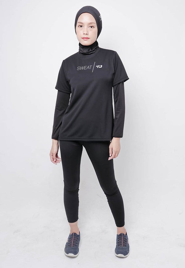 Td Active LSA97 kaos olahraga gym wanita lengan pendek dance workout hitam