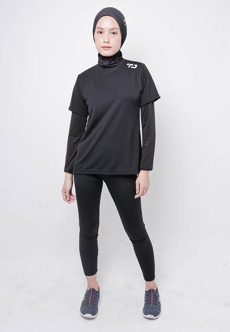 Td Active LSB01 kaos olahraga wanita lengan pendek td small sholder hitam