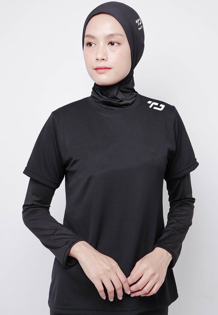 Td Active LSB01 kaos olahraga wanita lengan pendek td small sholder hitam