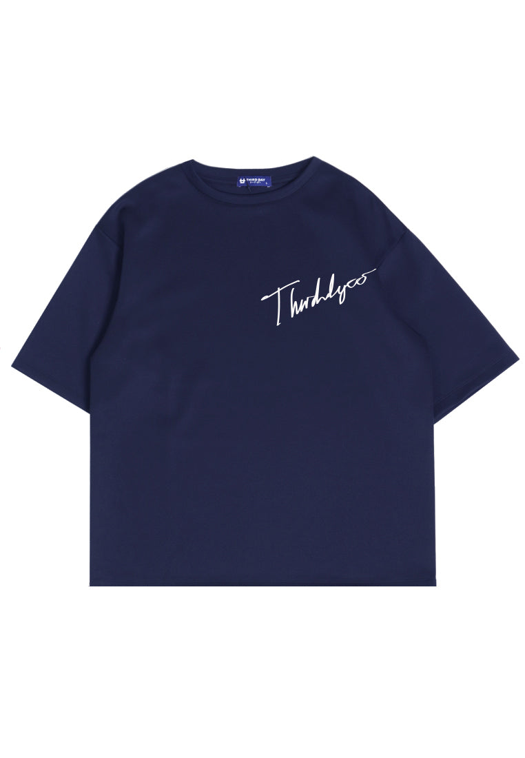 MTN28 kaos oversize scuba tebal thirddayco signature navy