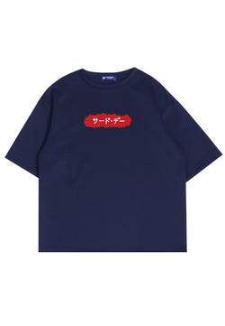 MTN39 kaos oversize tulisan jepang simple merah scribble katakana navy