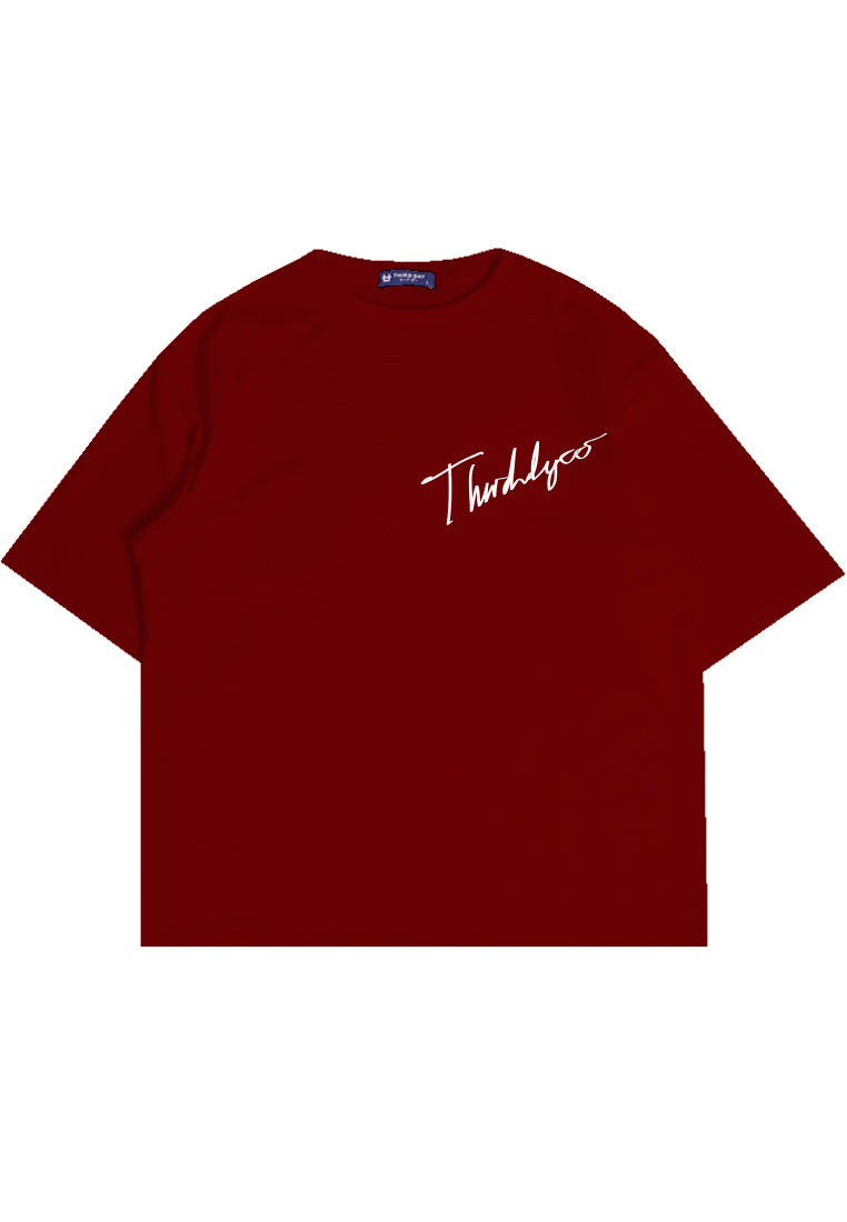 MTN26 kaos oversize scuba tebal thirddayco signature maroon