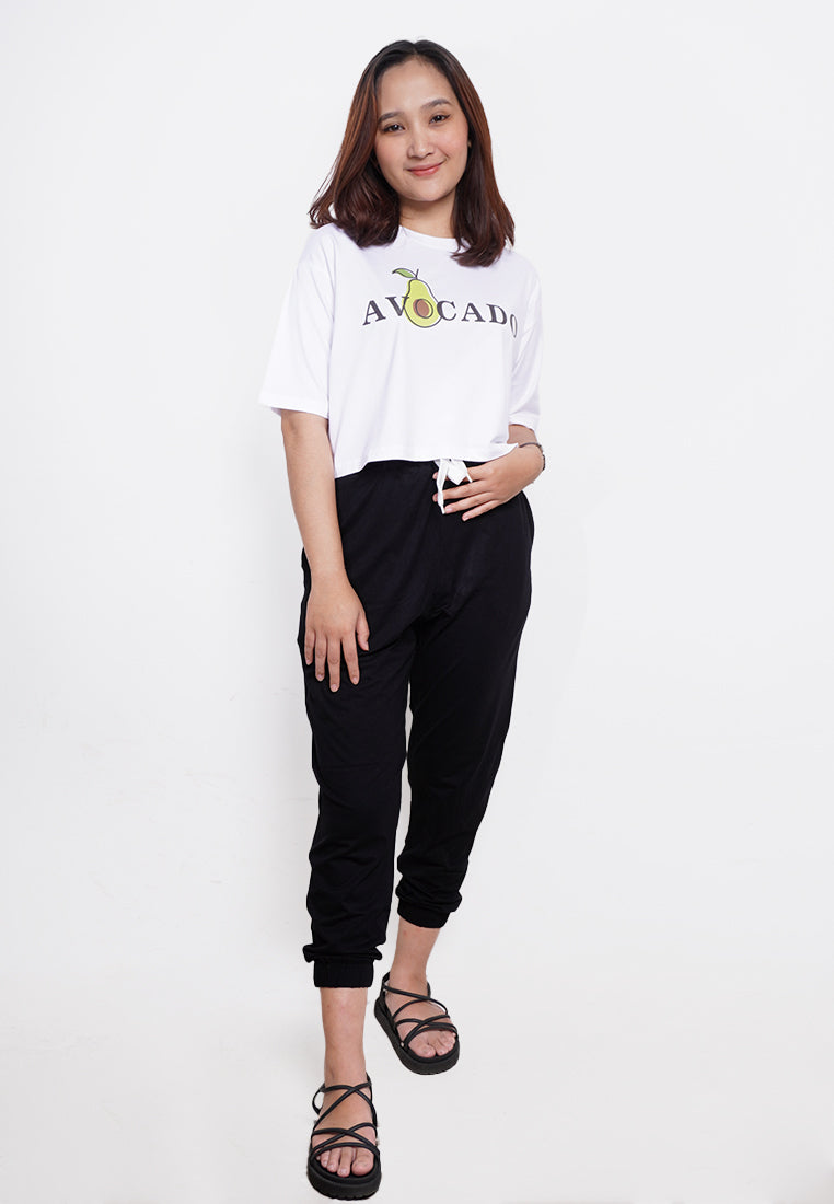 LTE56 OLC crop top avocado wanita putih