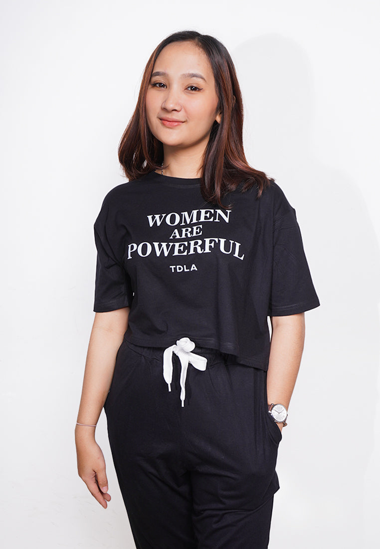 LTE64 crop top oversize OLC women are powerful hitam