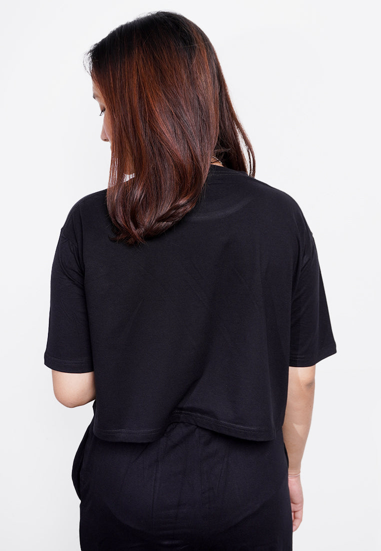 LTE64 crop top oversize OLC women are powerful hitam