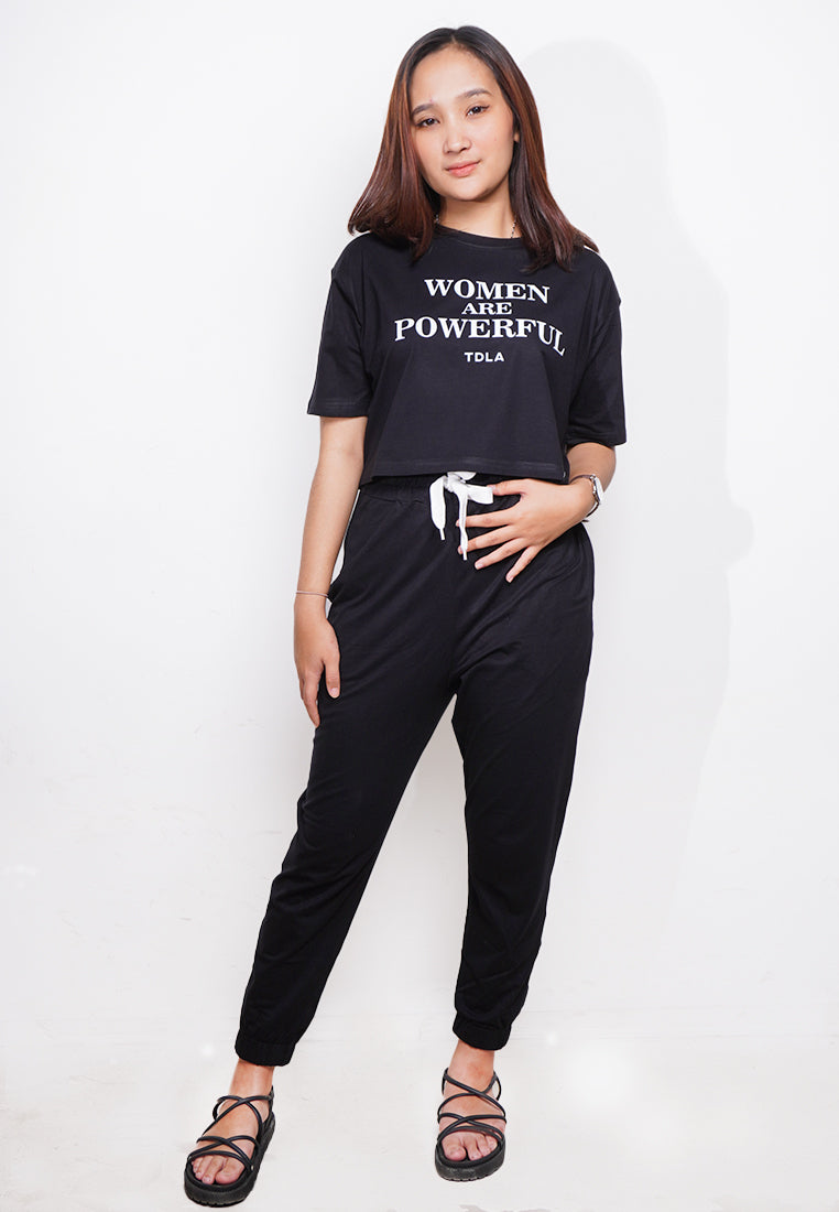 LTE64 crop top oversize OLC women are powerful hitam