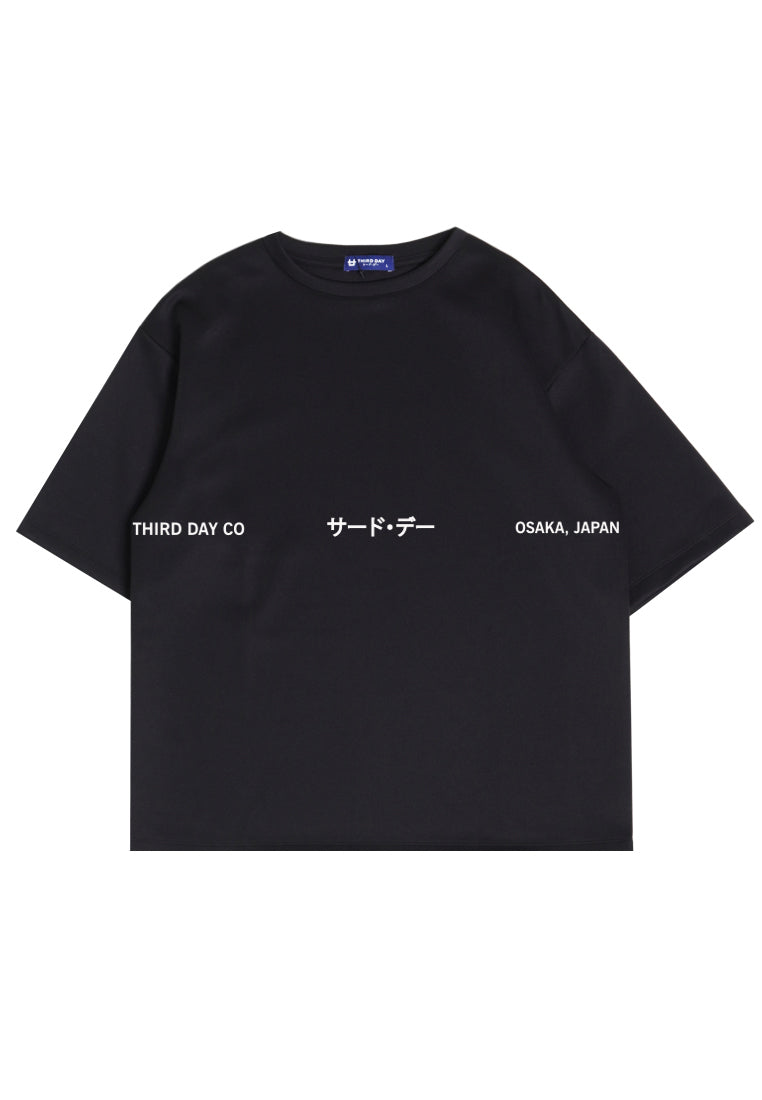 MTN57 kaos oversize scuba tebal 3 corners katakana hitam