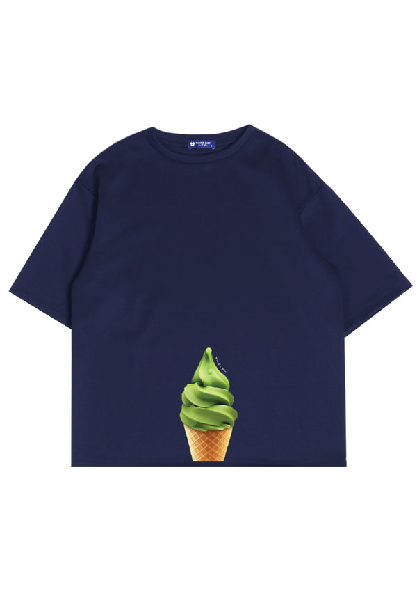 MTN61 kaos oversize gambar es krim matcha green tea ice cream navy