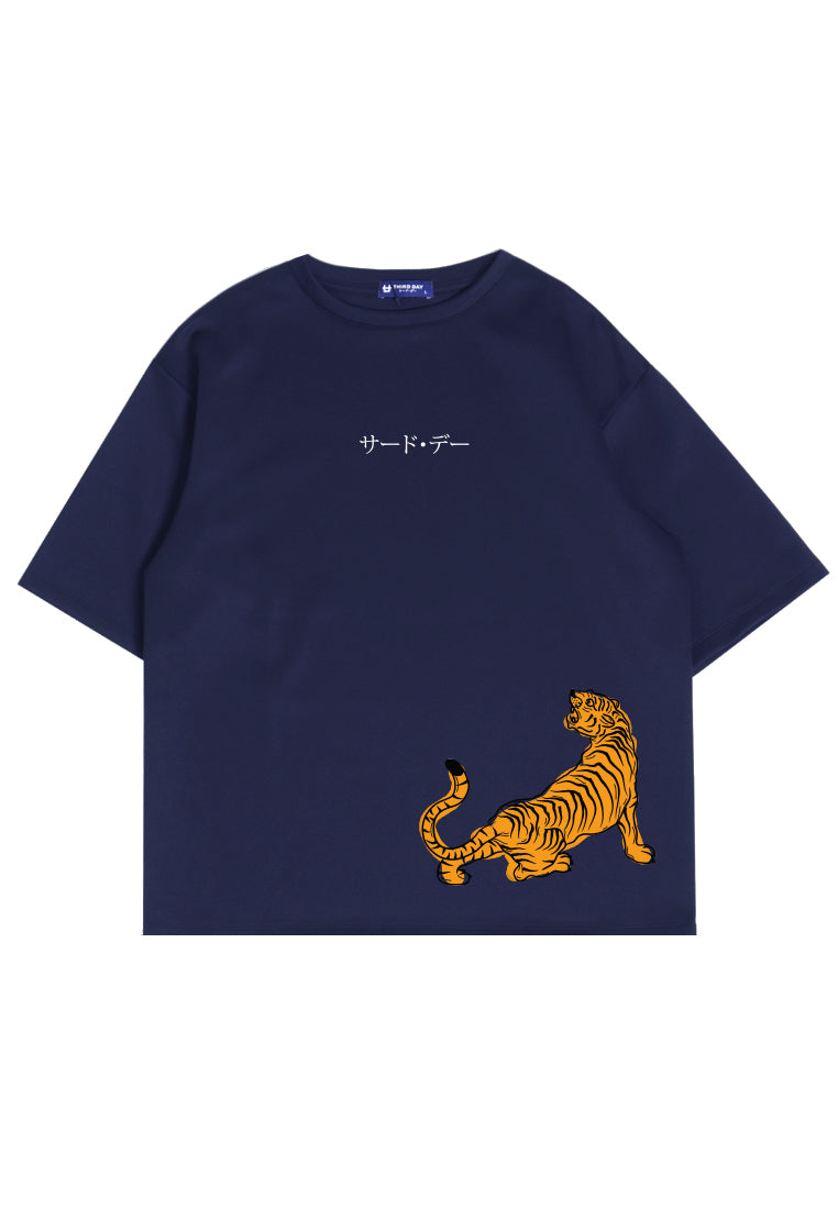 MTN63 kaos oversize tiger scuba macan harimau jepang navy