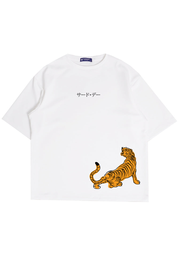 MTN64 kaos oversize tiger scuba macan harimau jepang putih