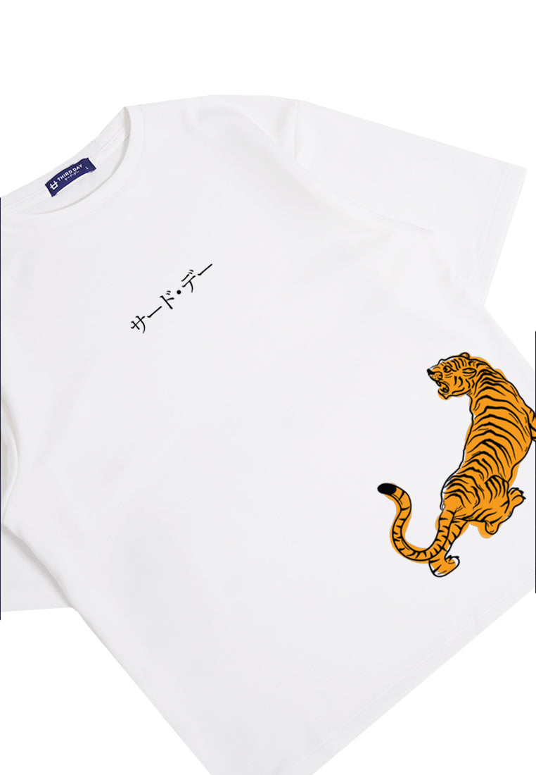 MTN64 kaos oversize tiger scuba macan harimau jepang putih