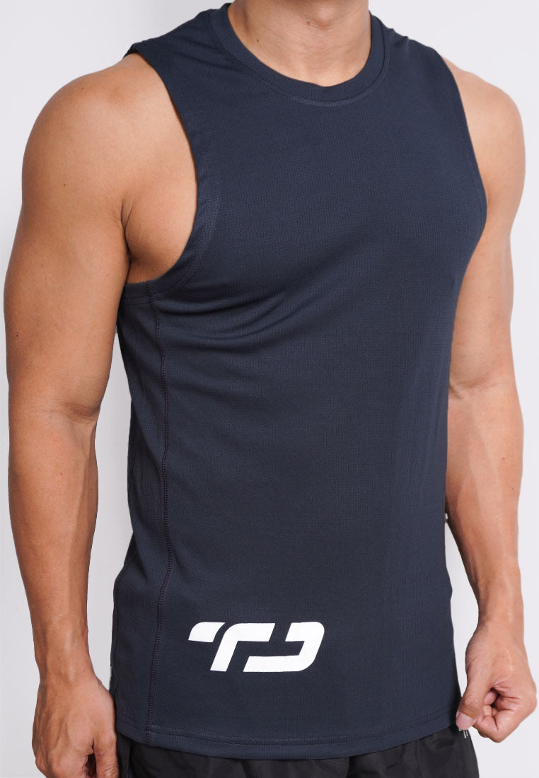 MS192 kaos olahraga gym pria sleeveless tangan kutung singlet tank top td waist abu tua