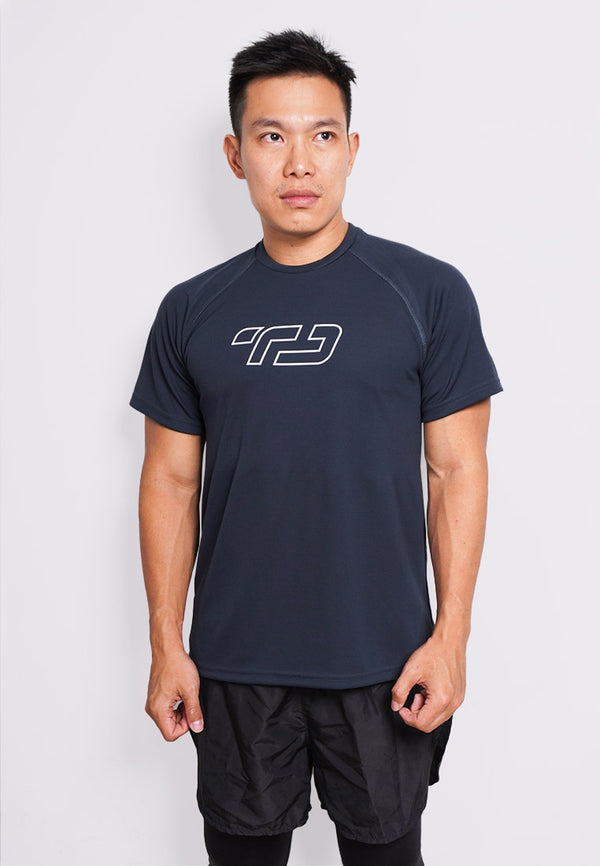 MS198 kaos olahraga gym pria tangan pendek lari running jogging td outline dateng abu tua