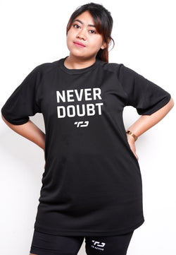 LSB11 kaos olahraga tangan pendek gym olahraga NEVER DOUBT unisex