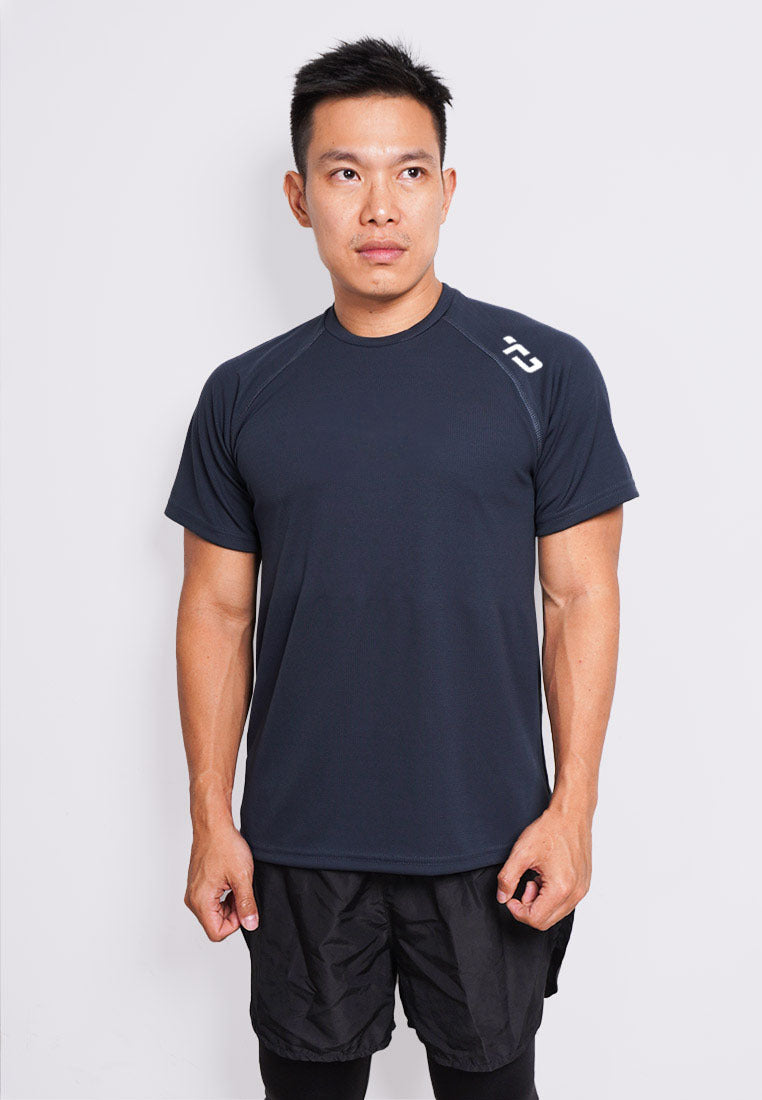 MS196 kaos olahraga gym pria tangan pendek lari running jogging td small shoulder abu tua