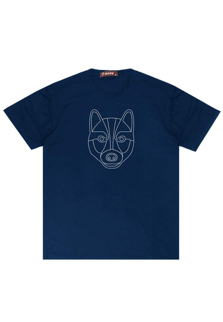 NTC57 kaos anjing anti kusut super stretch siberian husky wolf serigala navy