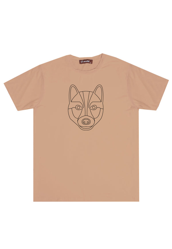 NTC58 kaos anjing anti kusut super stretch siberian husky wolf serigala khaki