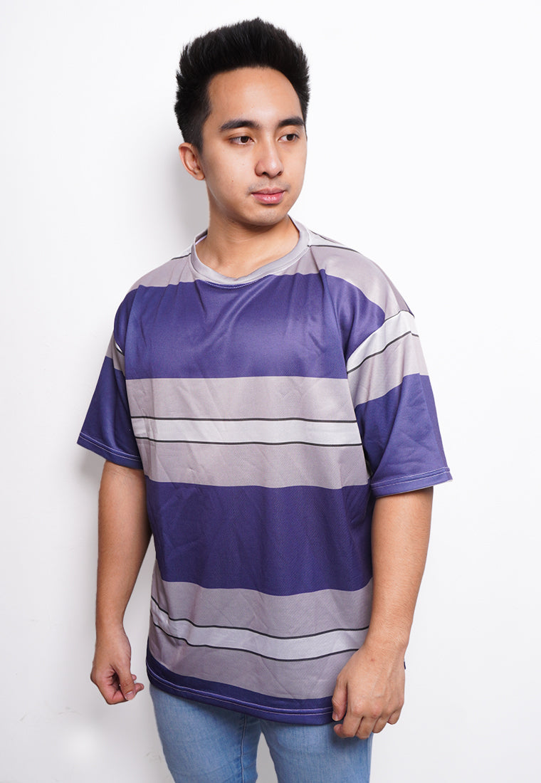 NX004 kaos oversize belang stripe light scuba navy abu putih