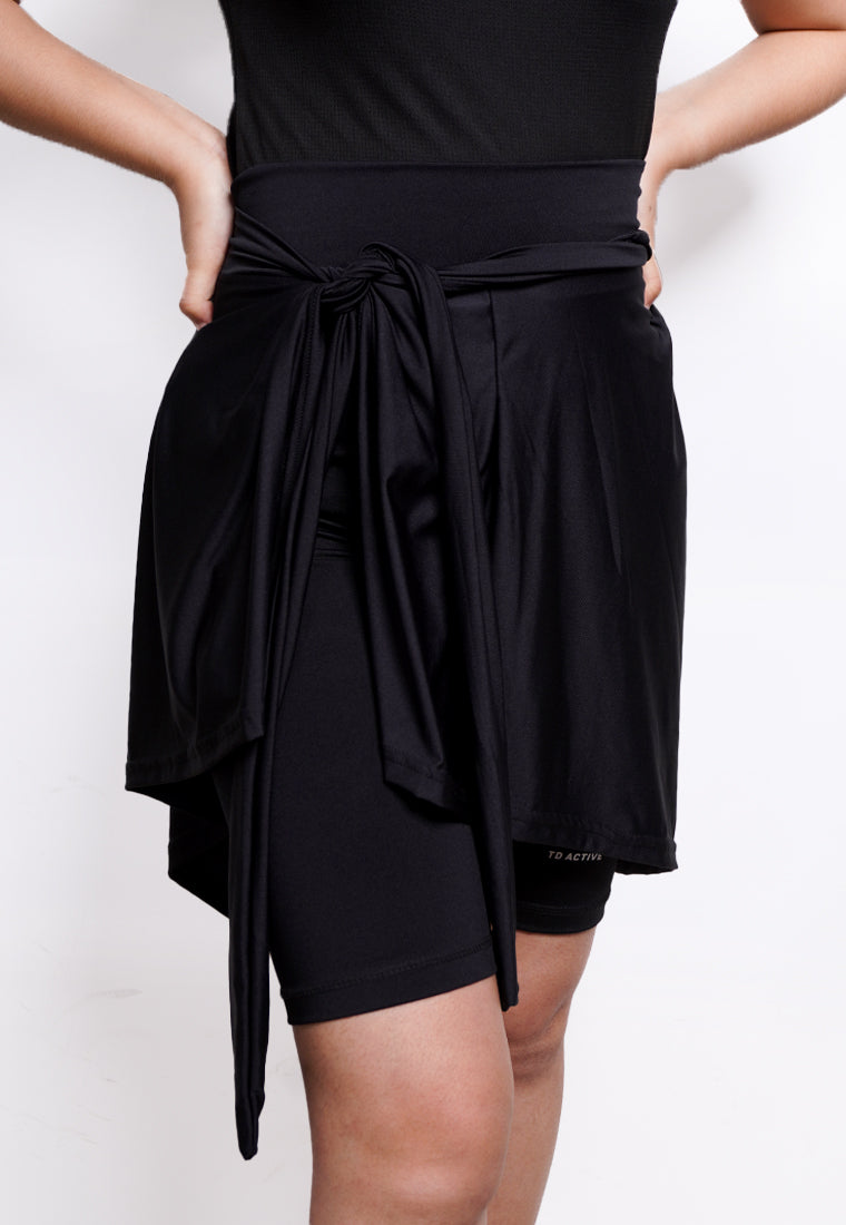 LB092 rok sporty td active rounded skirt polos hitam