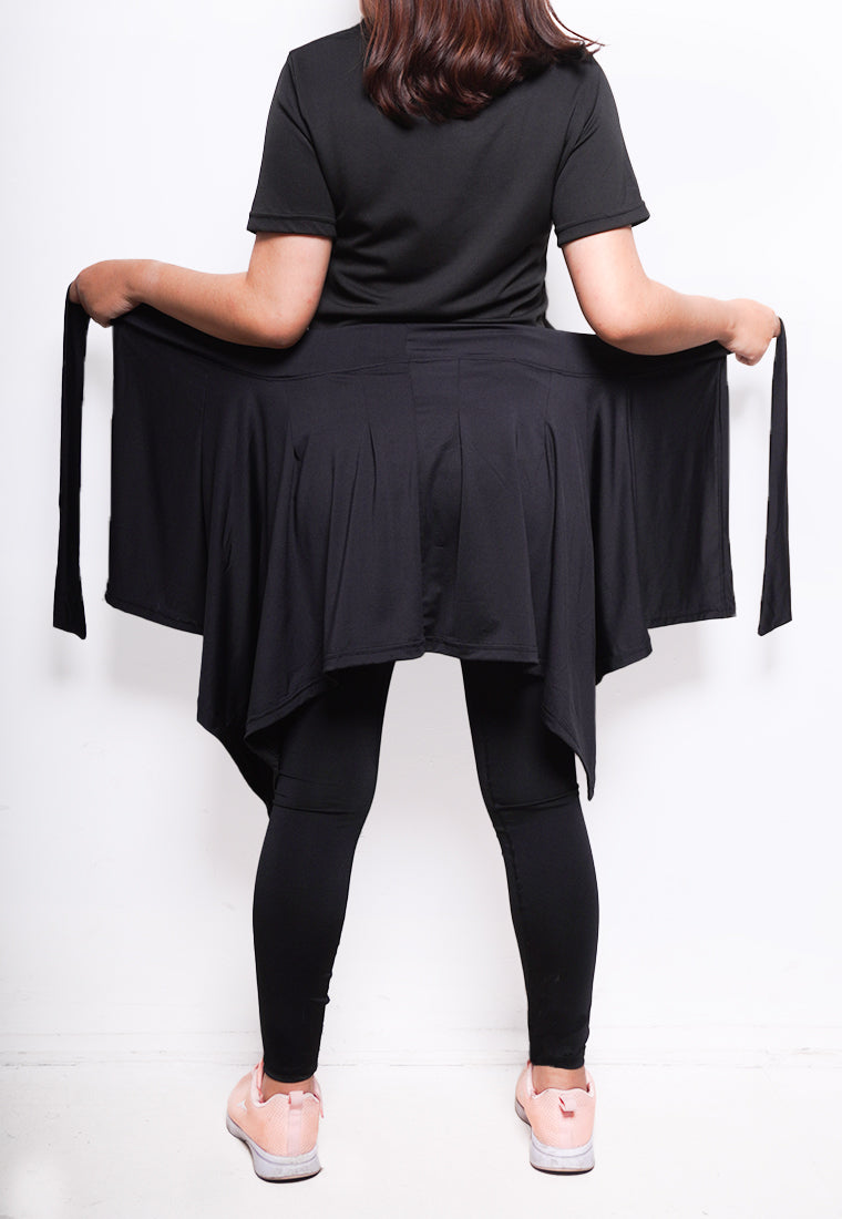 LB092 rok sporty td active rounded skirt polos hitam