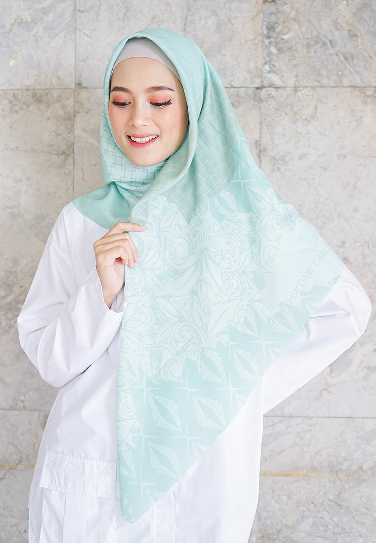 WK016 ES30C kerudung segi empat voal Iris Series hijau mint