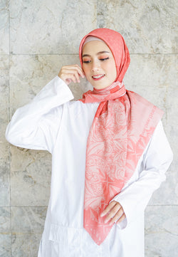 WK018 ES30E kerudung segi empat voal Iris Series orange red