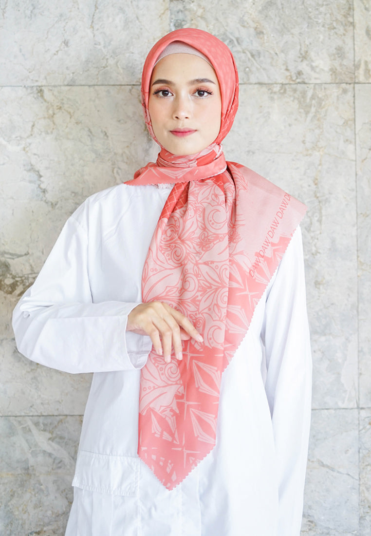 WK018 ES30E kerudung segi empat voal Iris Series orange red