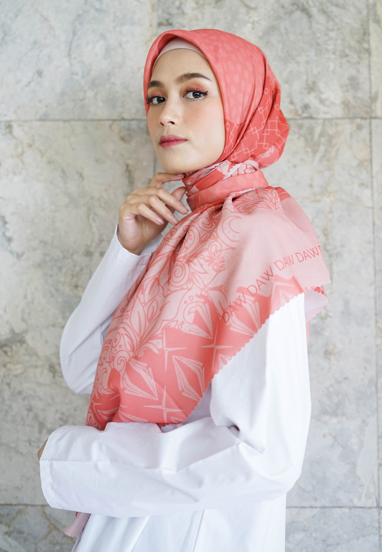 WK018 ES30E kerudung segi empat voal Iris Series orange red