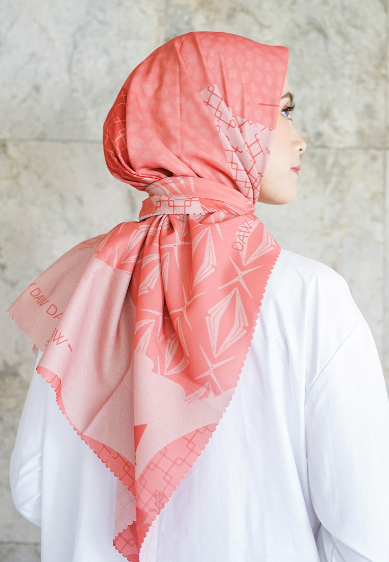 WK018 ES30E kerudung segi empat voal Iris Series orange red