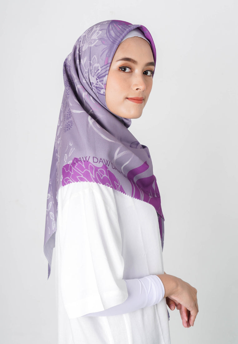 WK030 kerudung segi empat voal DAW Project Isadora Series ungu abu