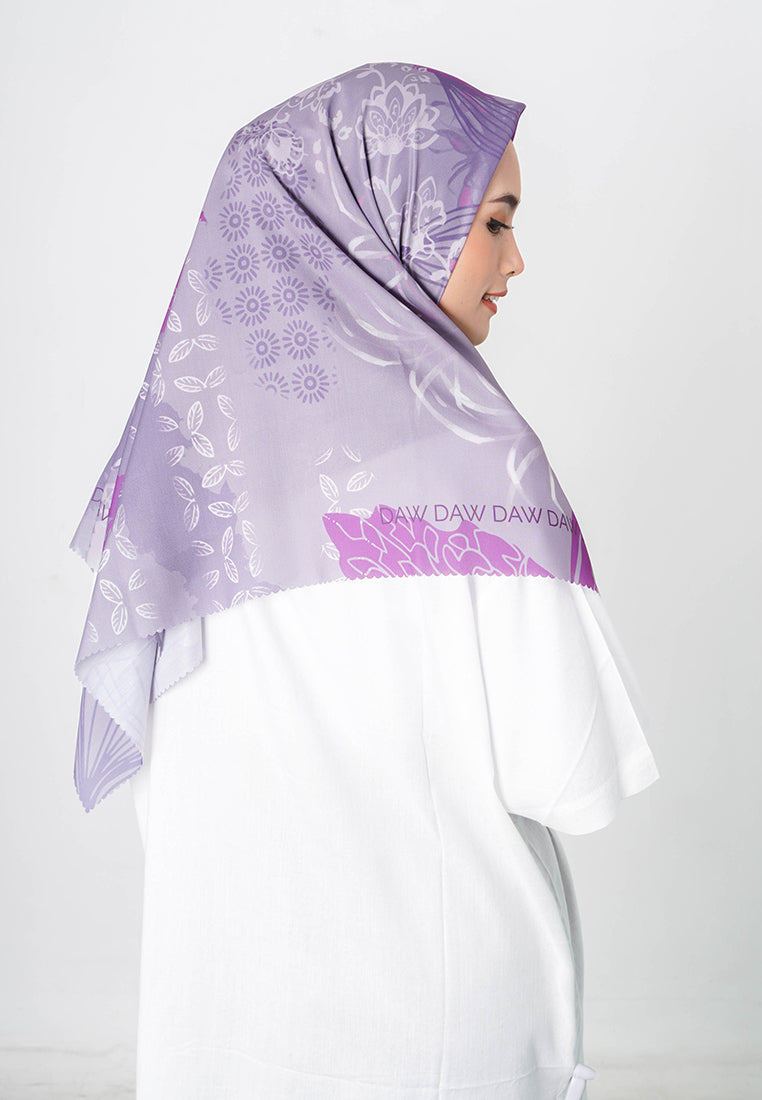 WK030 kerudung segi empat voal DAW Project Isadora Series ungu abu