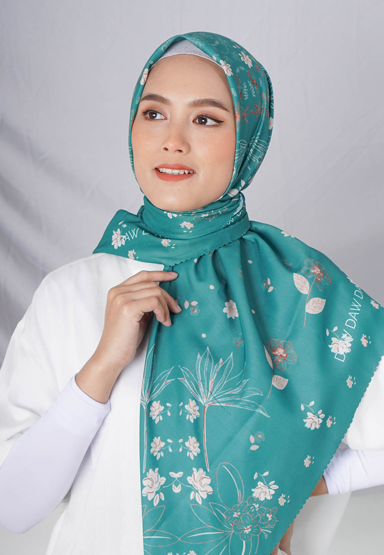 WK033 kerudung segi empat voal DAW Project Maia Series hijau aqua