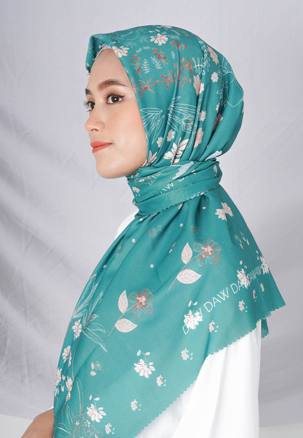 WK033 kerudung segi empat voal DAW Project Maia Series hijau aqua