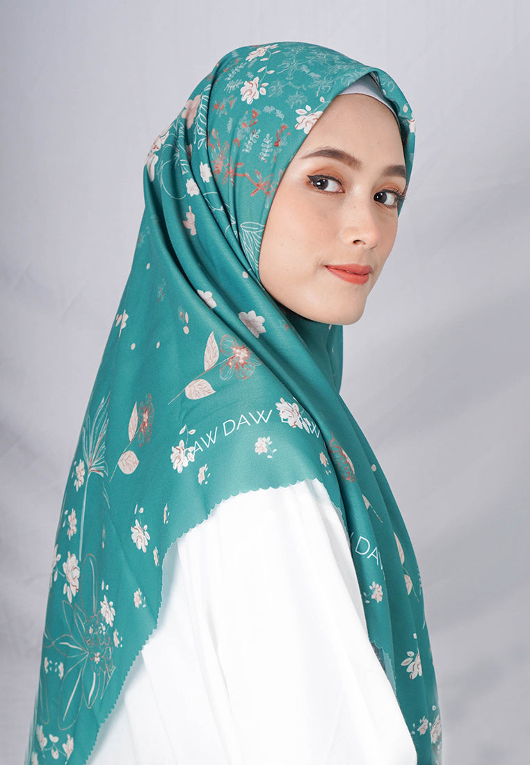 WK033 kerudung segi empat voal DAW Project Maia Series hijau aqua