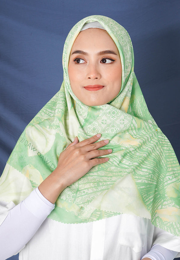 WK043 kerudung segi empat voal DAW Project Lilith Series lime green