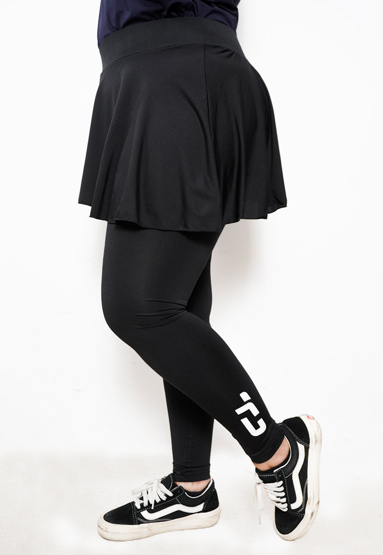 LB090 legging celana rok olahraga muslimah wanita slanted skirt td active polos  hitam