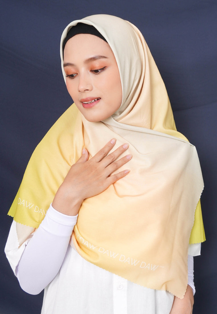 WK045 kerudung segi empat gradasi multicolor DAW Project Glow Series Tosca to Green