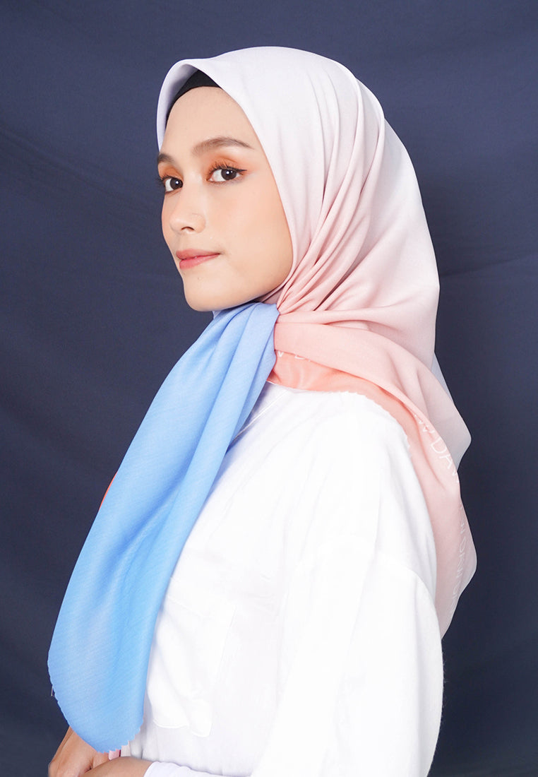 WK047 kerudung segi empat gradasi multicolor DAW Project Glow Series Grey Orange